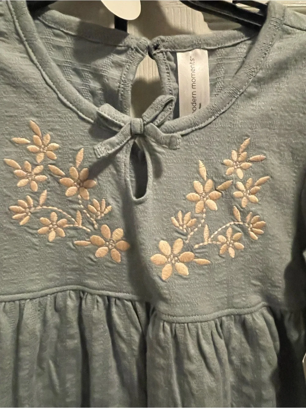 Modern Moments by Gerber Girls 5T Aqua Floral Embroidered 2pc Outfit NWT